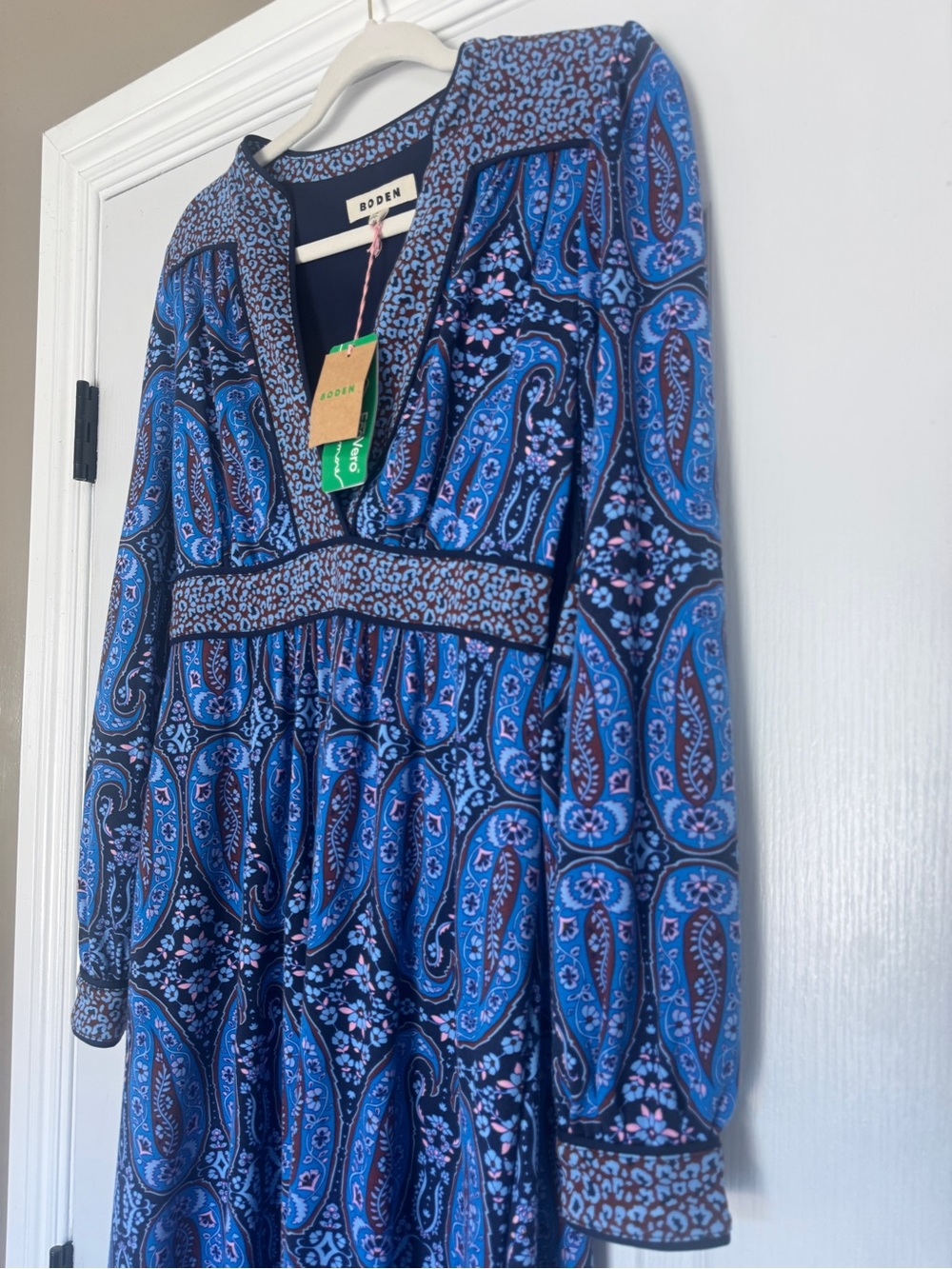 Boden NWT Hotched Ponte Paisley Midi Dress Blue Size 6 - Picture 6 of 15